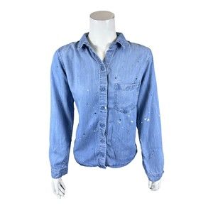 Side Stitch Soft Tencera Paint Dot Button Tunic with Pocket Burnt X-Small Size